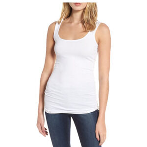 BP. Women's Double Scoop Tank Top Size XXS White Sleeveless Stretch Jersey NWOT